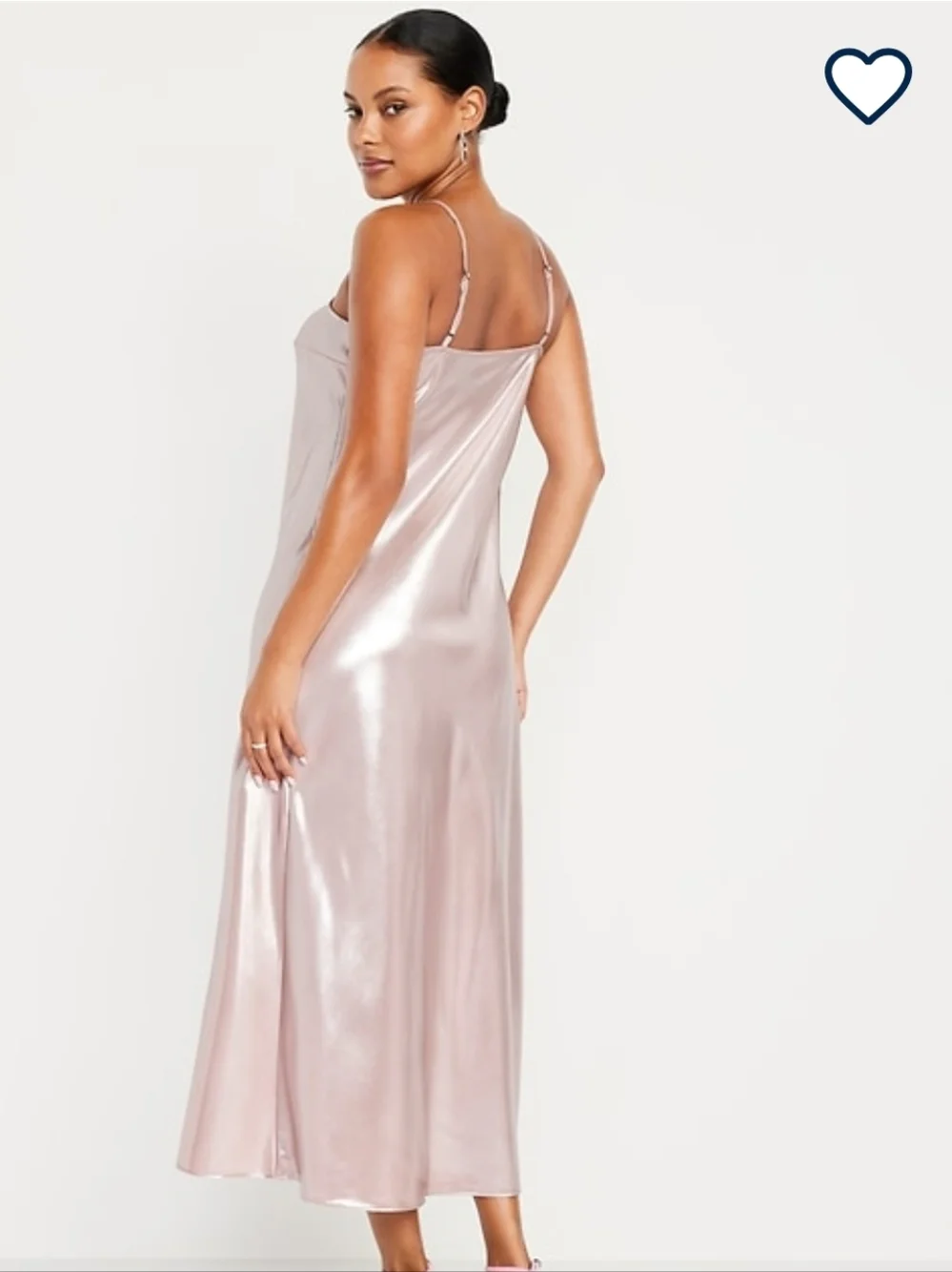 NWT Old Navy Shine Satin Slip Maxi Dress in Light Pink - Picture 2 of 4